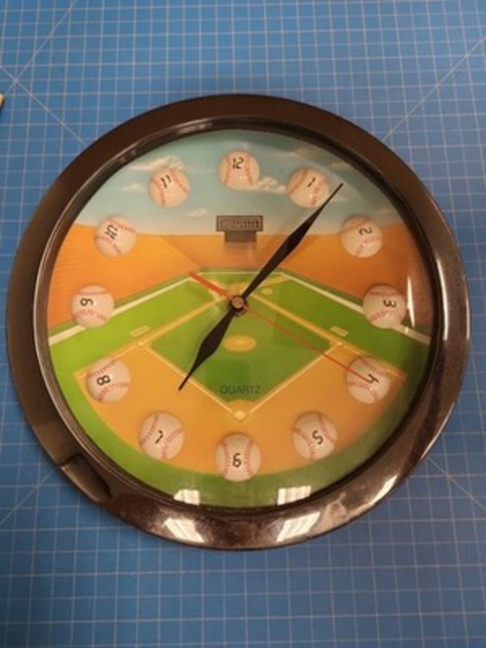 Vintage Baseball Clock Quartz Wall Decor Sport Theme Taiwan Made